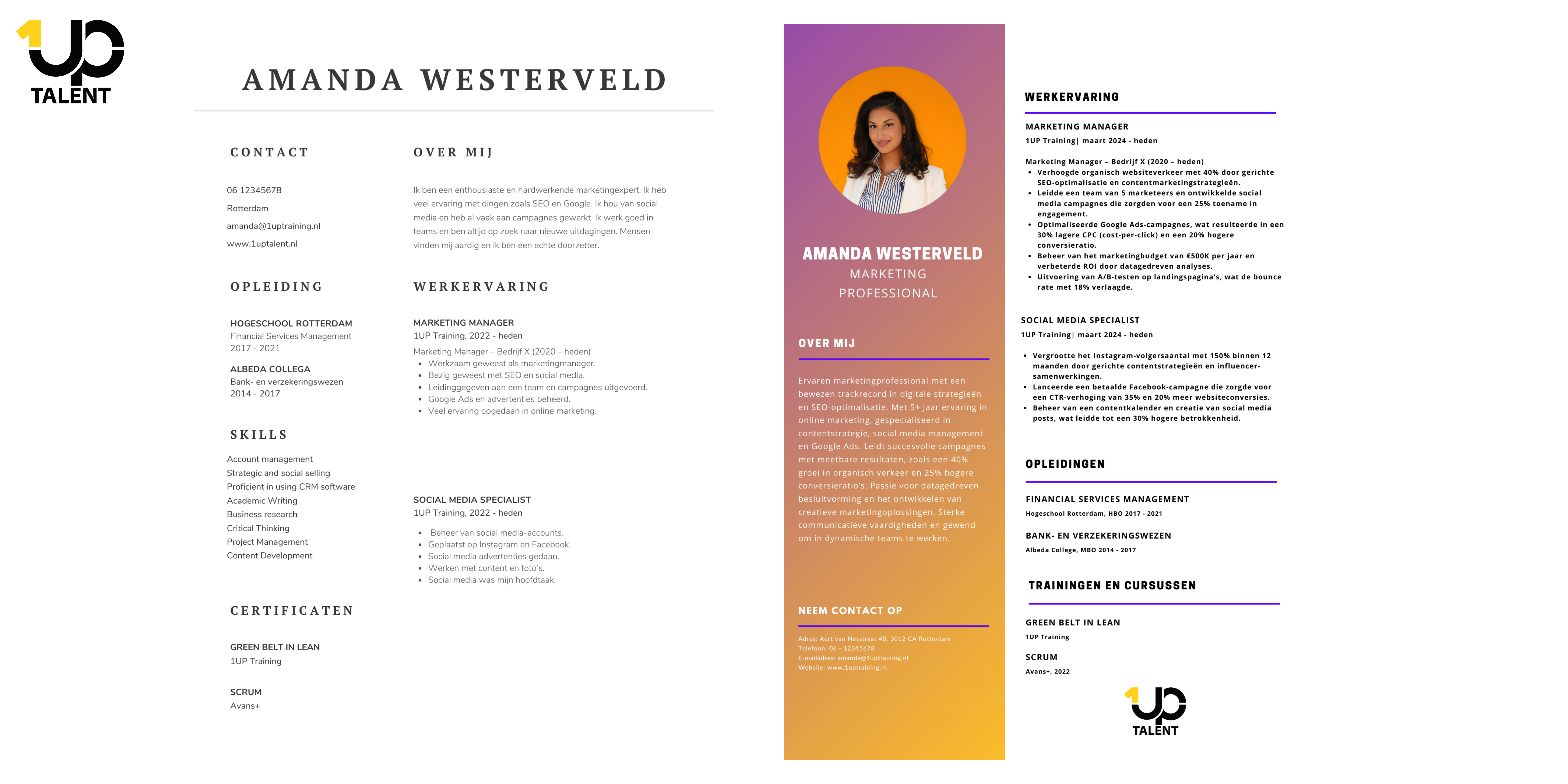 "Vergelijking tussen een goed CV en een slecht CV. Links een professioneel en scanbaar CV, rechts een rommelig en onduidelijk CV met weinig structuur en concrete resultaten."